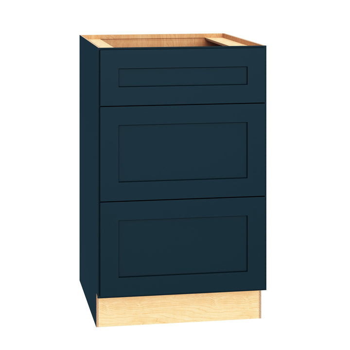 Diamond Express Jamestown 21-in W x 34.5-in H x 24-in D Regatta Blue 3-Drawer Base Fully Assembled Plywood Cabinet (Recessed Panel Shaker Style)