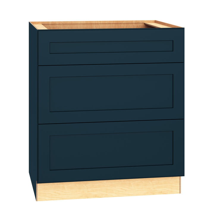 Diamond Express Jamestown 30-in W x 34.5-in H x 24-in D Regatta Blue 3-Drawer Base Fully Assembled Plywood Cabinet (Recessed Panel Shaker Style)