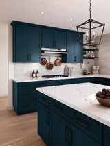 Diamond Express Jamestown 30-in W x 30-in H x 12-in D Regatta Blue Diagonal Corner Wall Fully Assembled Plywood Cabinet (Recessed Panel Shaker Style)