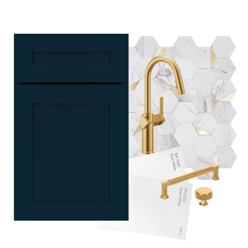 Diamond Express Jamestown 36-in W x 34.5-in H x 24-in D Regatta Blue 2-Drawer Base Fully Assembled Plywood Cabinet (Recessed Panel Shaker Style)