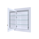 WELLFOR GRACE Solid Wood 24-in x 32-in Recessed Mount White Mirrored Soft Close Medicine Cabinet