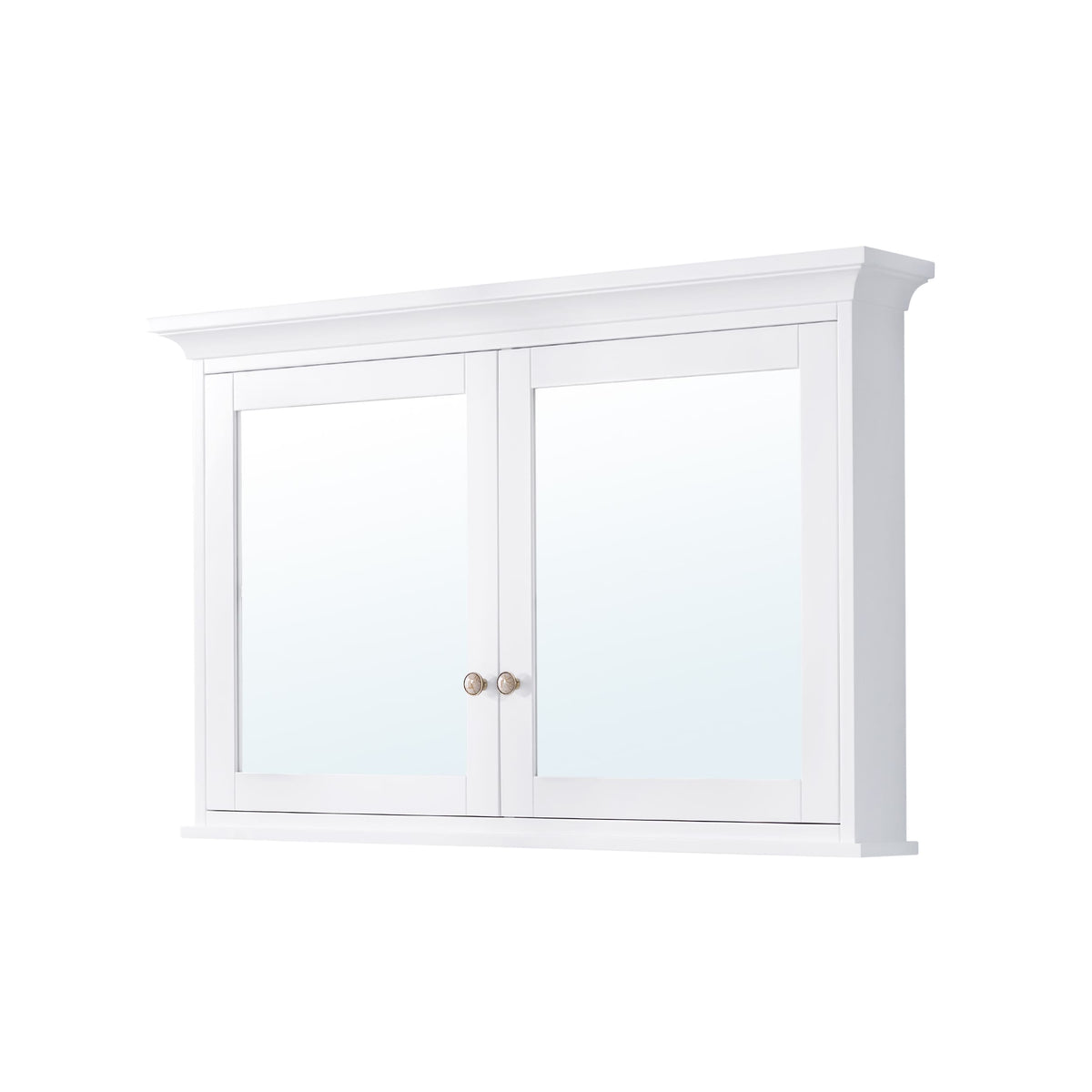 WELLFOR GRACE Solid Wood 48-in x 30-in Surface Mount White Mirrored Soft Close Medicine Cabinet
