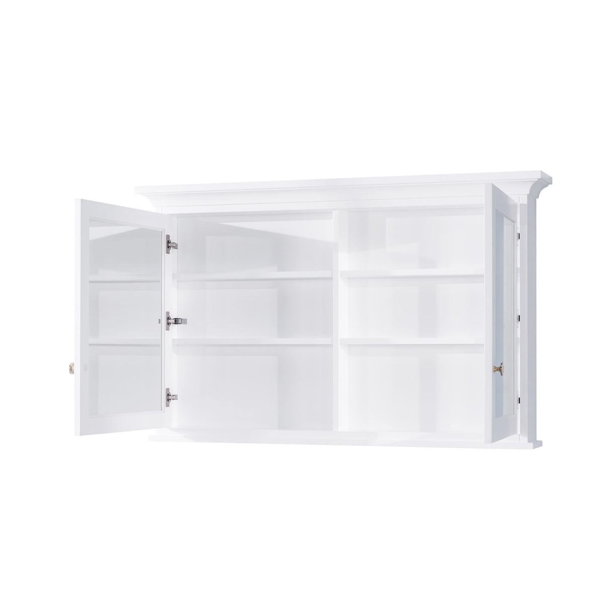 WELLFOR GRACE Solid Wood 40-in x 30-in Surface Mount White Mirrored Soft Close Medicine Cabinet
