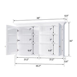 WELLFOR GRACE Solid Wood 48-in x 30-in Surface Mount White Mirrored Soft Close Medicine Cabinet