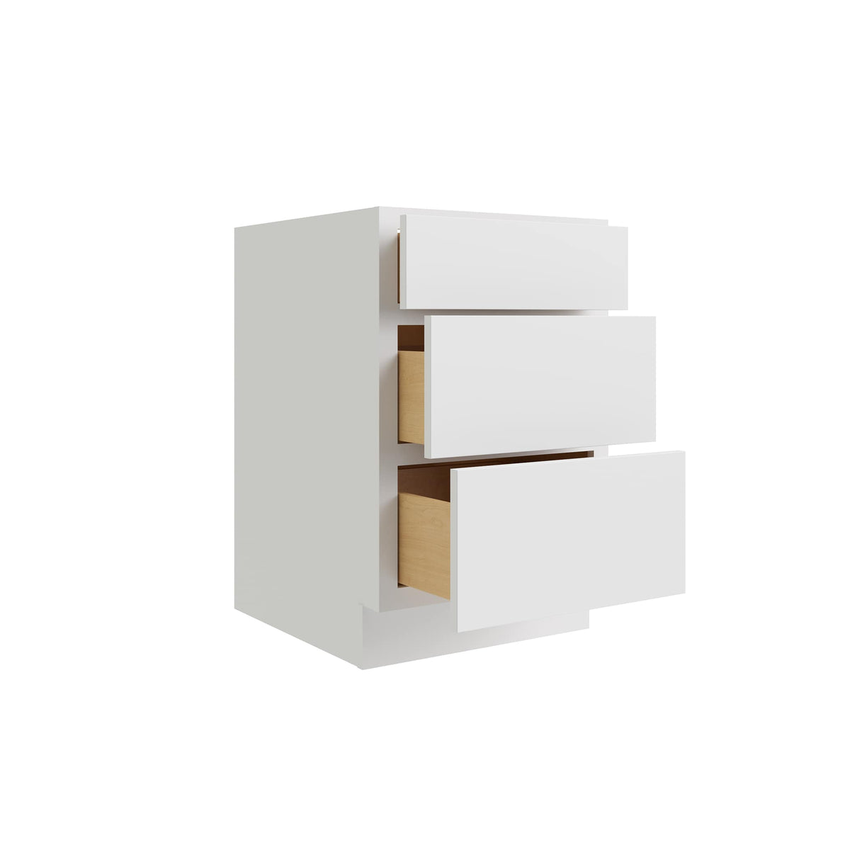 RELIABILT Parkstone 24-in W x 34.5-in H x 24-in D White 3-Drawer Base Fully Assembled Plywood Cabinet (Flat Panel Style)