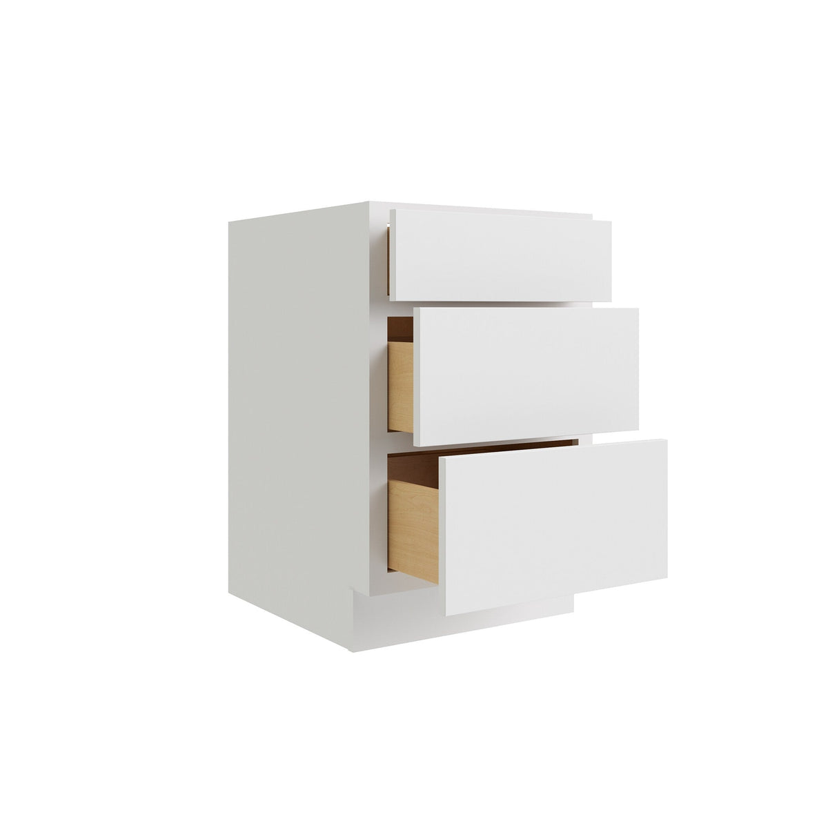 RELIABILT Parkstone 18-in W x 34.5-in H x 24-in D White 3-Drawer Base Fully Assembled Plywood Cabinet (Flat Panel Style)
