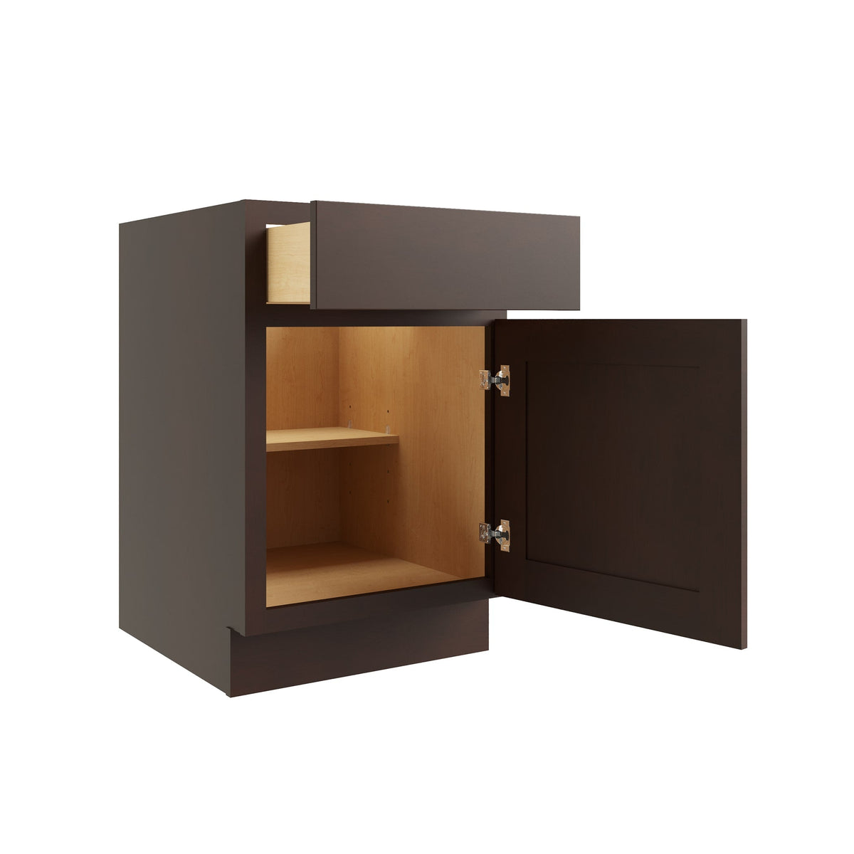 RELIABILT Parkstone 12-in W x 34.5-in H x 24-in D Espresso 1-Drawer Base Fully Assembled Plywood Cabinet (Flat Panel Shaker Style)