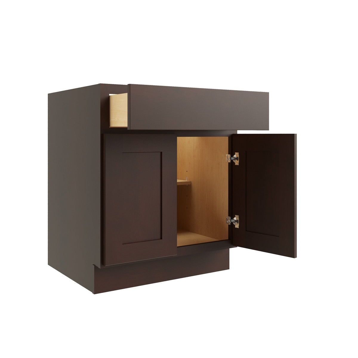 RELIABILT Parkstone 27-in W x 34.5-in H x 24-in D Espresso 1-Drawer Base Fully Assembled Plywood Cabinet (Flat Panel Shaker Style)