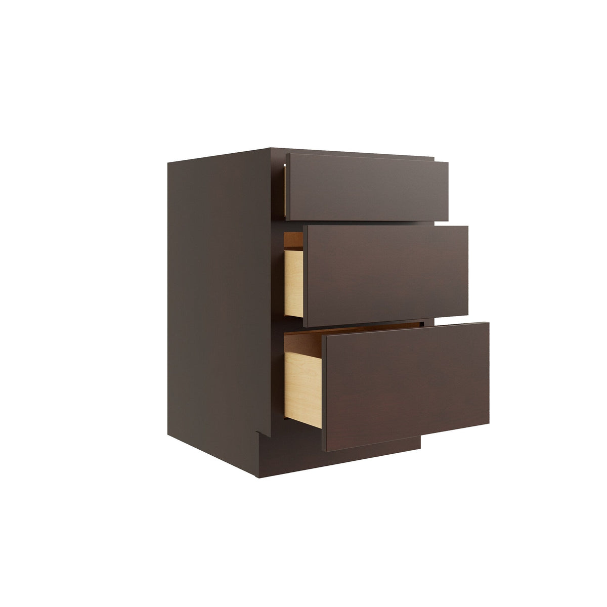 RELIABILT Parkstone 21-in W x 34.5-in H x 24-in D Espresso 3-Drawer Base Fully Assembled Plywood Cabinet (Flat Panel Style)