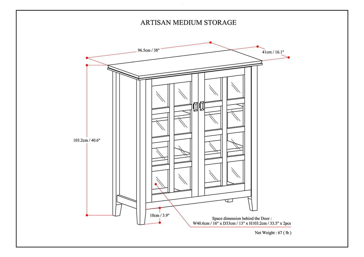 Simpli Home Artisan Distressed Grey Transitional Wood Media Cabinet