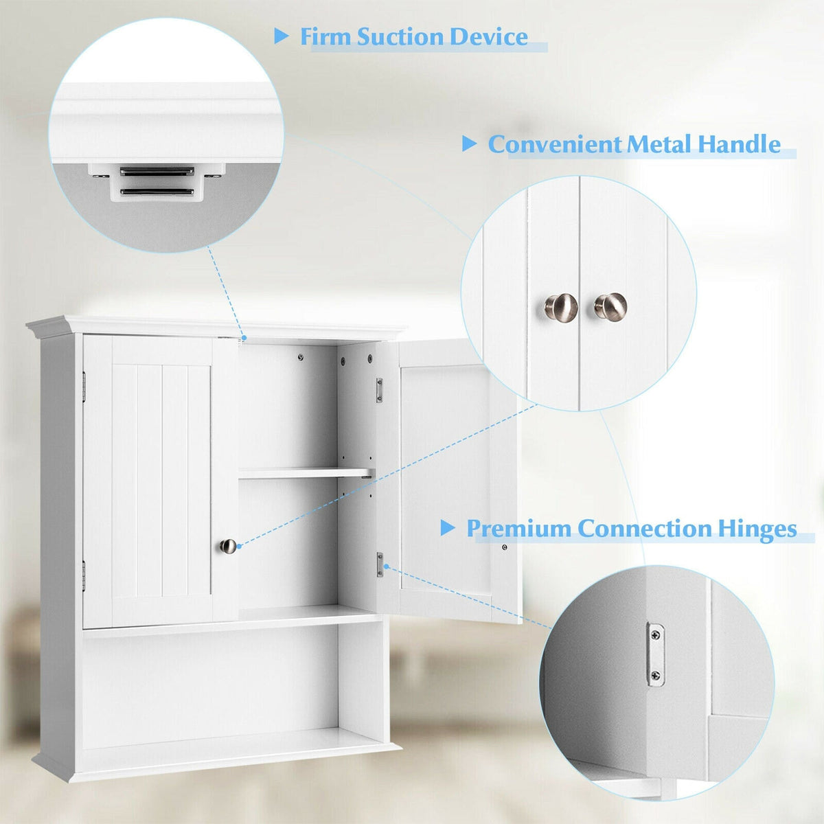 WELLFOR 23.5-in x 28-in x 7.5-in White Bathroom Wall Cabinet