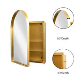 AAZJ FS 24-in x 36-in Surface/Recessed Mount Gold Mirrored Arched Medicine Cabinet