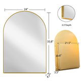 AAZJ FS 24-in x 36-in Surface/Recessed Mount Gold Mirrored Arched Medicine Cabinet