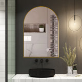 AAZJ FS 24-in x 36-in Surface/Recessed Mount Gold Mirrored Arched Medicine Cabinet