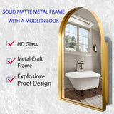 AAZJ FS 24-in x 36-in Surface/Recessed Mount Gold Mirrored Arched Medicine Cabinet