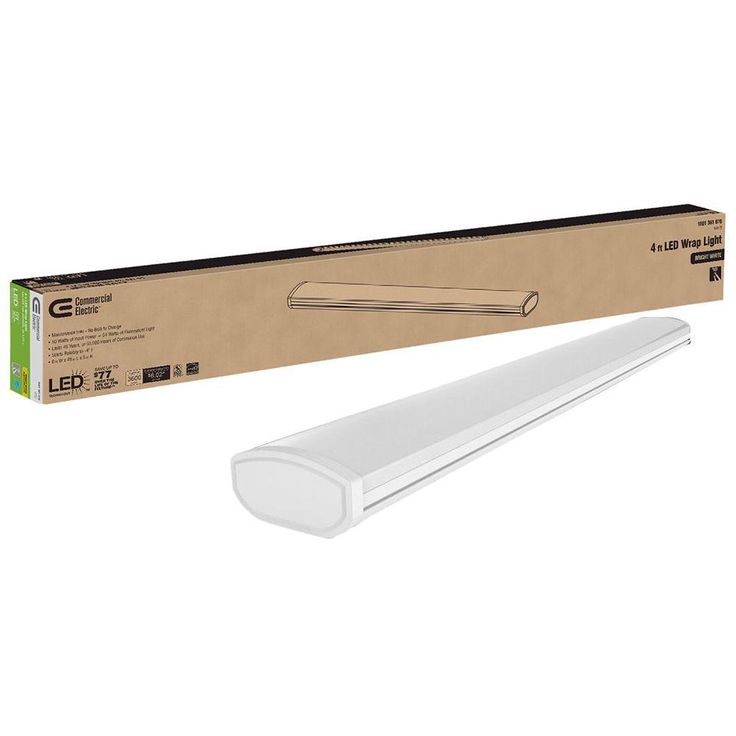 Low Profile 4 ft. 3600 Lumens Integrated LED White Wraparound Ceiling Light Direct Wire 4000K Bright White