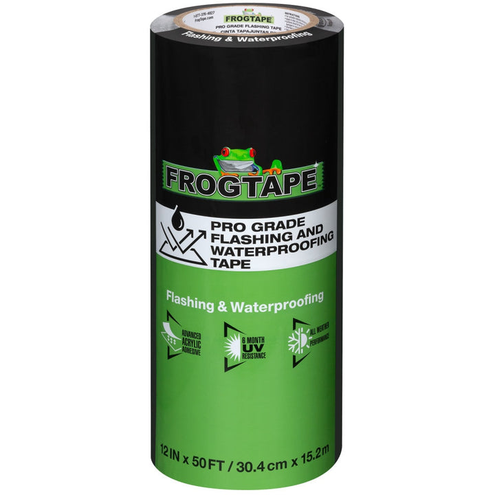 FrogTape Pro Grade Flashing and Waterproofing Tape, 12-in x 50-ft, Black Acrylic Flashing Tape