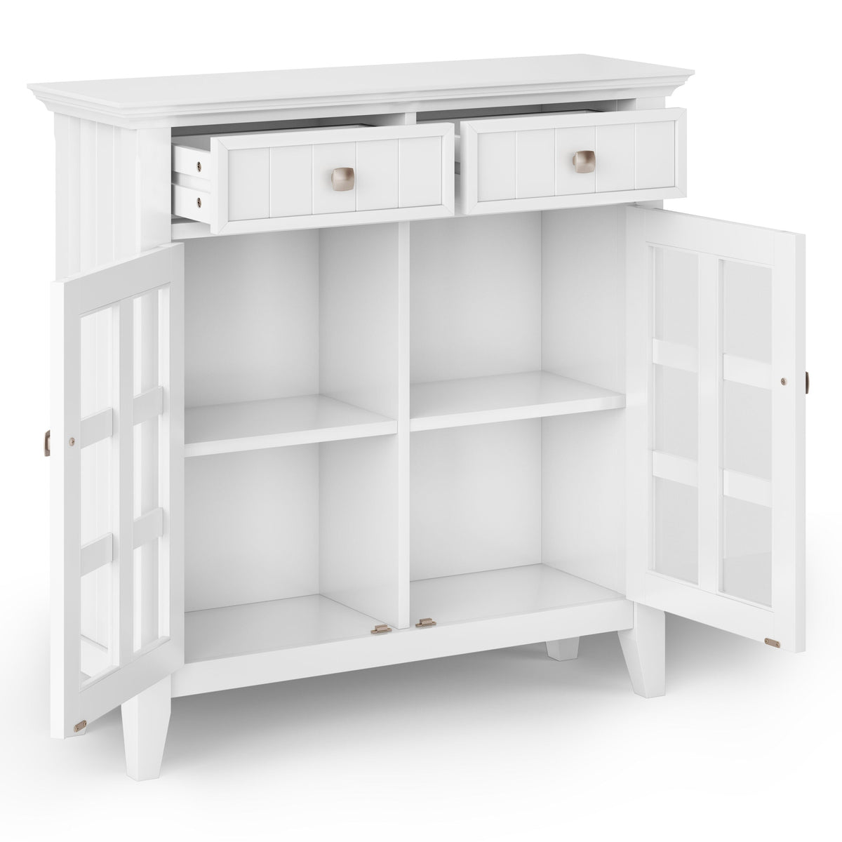 Simpli Home Acadian White Transitional Wood Media Cabinet