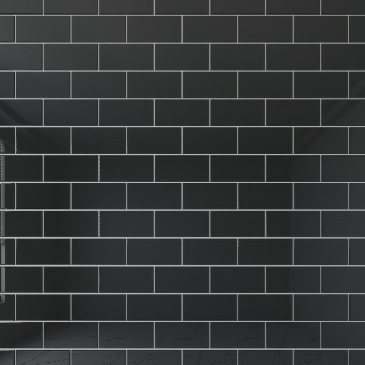 Giorbello Classic Premium Glass Subway Black 3-in x 6-in Glossy Glass Subway Wall Tile (5-sq. ft/ Carton)