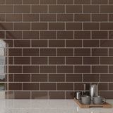 Giorbello Classic Premium Classic Brown 3-in x 6-in Glossy Glass Subway Wall Tile (5-sq. ft/ Carton)