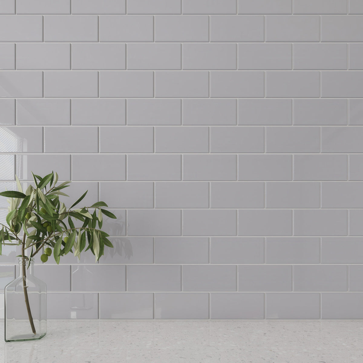 Giorbello Classic Premium Lavender Gray 3-in x 6-in Glossy Glass Subway Wall Tile (5-sq. ft/ Carton)