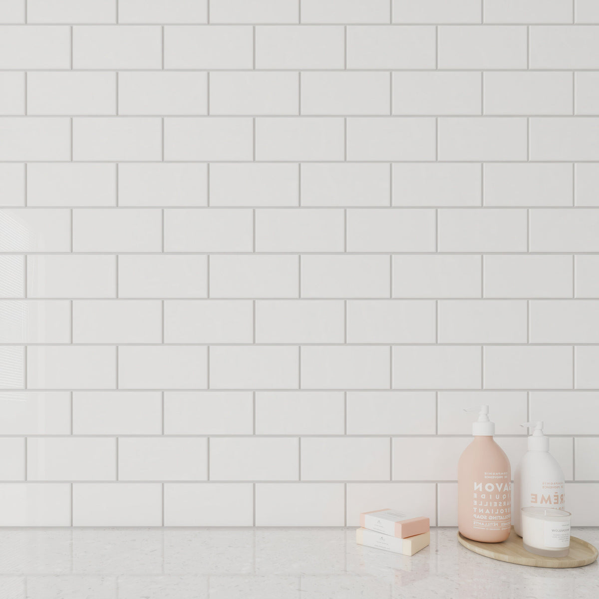Giorbello Classic Premium Alabaster White 3-in x 6-in Glossy Glass Subway Wall Tile (5-sq. ft/ Carton)