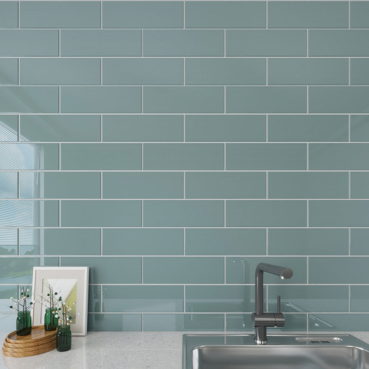 Giorbello Classic Premium Slate 4-in x 12-in Glossy Glass Subway Wall Tile (5-sq. ft/ Carton)