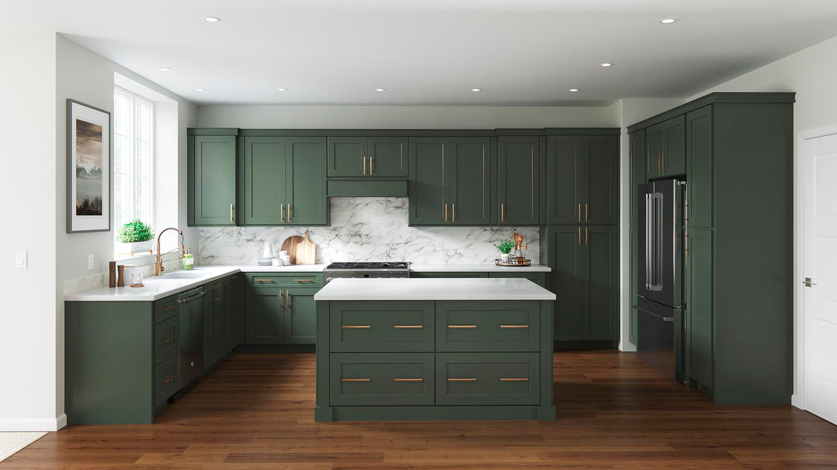 allen + roth Galway 27-in W x 34.5-in H x 24-in D Sage 3-Drawer Base Fully Assembled Cabinet (Flat Panel Style)