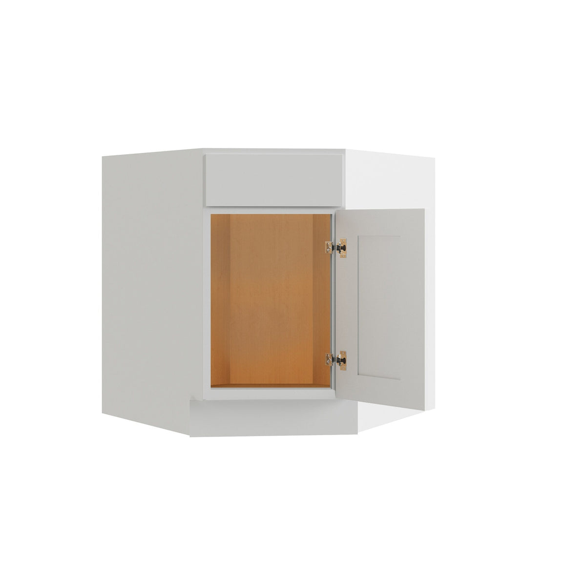 RELIABILT Parkstone 32-in W x 34.5-in H x 24-in D White Diagonal Corner Base Fully Assembled Plywood Cabinet (Flat Panel Shaker Style)