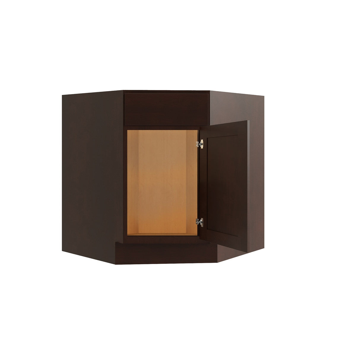 RELIABILT Parkstone 36-in W x 34.5-in H x 24-in D Espresso Diagonal Sink Base Fully Assembled Plywood Cabinet (Flat Panel Shaker Style)