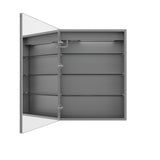 WELLFOR Left Hinge 24-in x 32-in Lighted LED Fog Free Surface Mount Aluminum Mirrored Soft Close Medicine Cabinet with Outlet