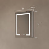 WELLFOR Right Hinge 24-in x 32-in Lighted LED Fog Free Surface Mount Aluminum Mirrored Soft Close Medicine Cabinet with Outlet