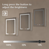 WELLFOR Right Hinge 24-in x 32-in Lighted LED Fog Free Surface Mount Aluminum Mirrored Soft Close Medicine Cabinet with Outlet