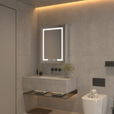 WELLFOR Left Hinge 24-in x 32-in Lighted LED Fog Free Surface Mount Aluminum Mirrored Soft Close Medicine Cabinet with Outlet