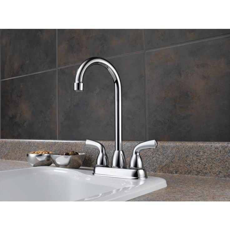 Delta Foundations Chrome 2-Handle Deck-Mount Bar and Prep Handle Kitchen Faucet