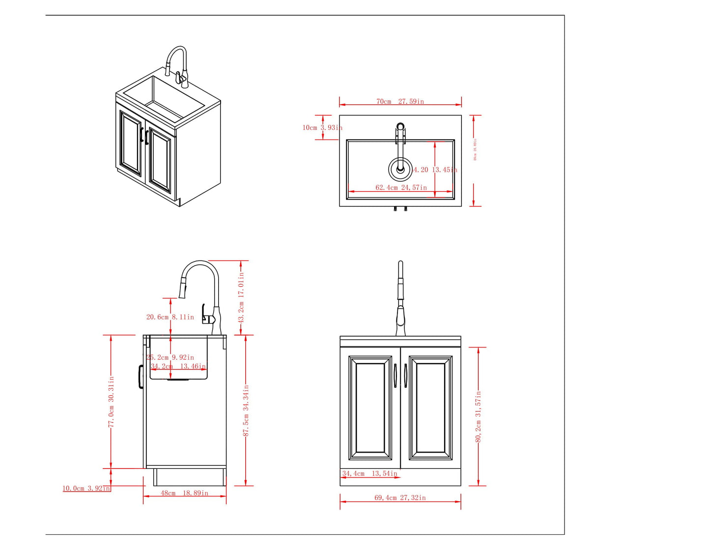 Simpli Home Darwin 27.3-in x 18.9-in White Freestanding Laundry Sink Cabinet