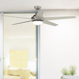 Fanimation Studio Collection Covert 64-in Brushed Nickel LED Indoor/Outdoor Ceiling Fan with Remote (5-Blade)