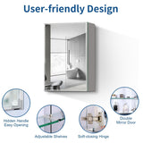WELLFOR AO 20-in x 26-in Surface/Recessed Mount Silver Mirrored Soft Close Medicine Cabinet