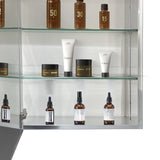 WELLFOR AO 20-in x 26-in Surface/Recessed Mount Silver Mirrored Soft Close Medicine Cabinet