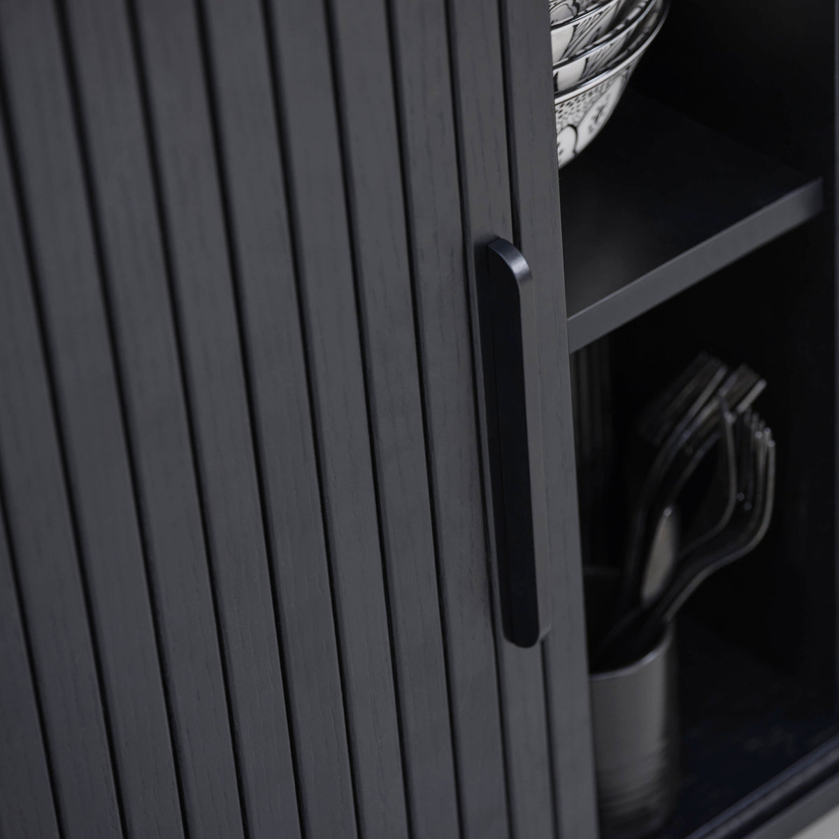 Contemporary/Modern Black Oak Wood Oak Sideboard