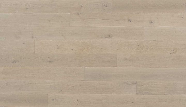 Element Flooring Irving Park Dewdrop European White Oak 8-33/50-in W x 9/16-in T x Varying Length Wirebrushed Water Resistant Engineered Hardwood Flooring (31.25-sq ft / Carton)