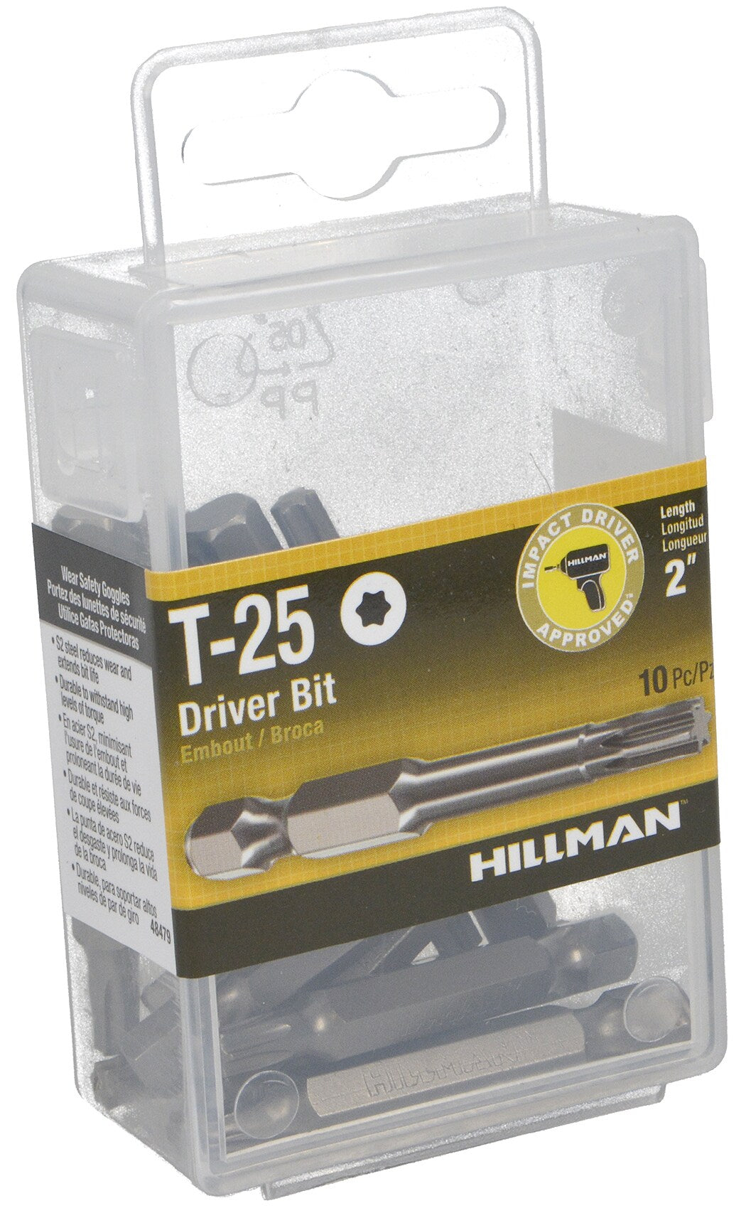 Hillman 10-Piece 2-in T25 Torx Steel Hex Shank Screwdriver Bit Set
