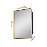 WELLFOR AO 24-in x 30-in Surface/Recessed Mount Gold Mirrored Medicine Cabinet