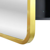 WELLFOR AO 24-in x 30-in Surface/Recessed Mount Gold Mirrored Medicine Cabinet