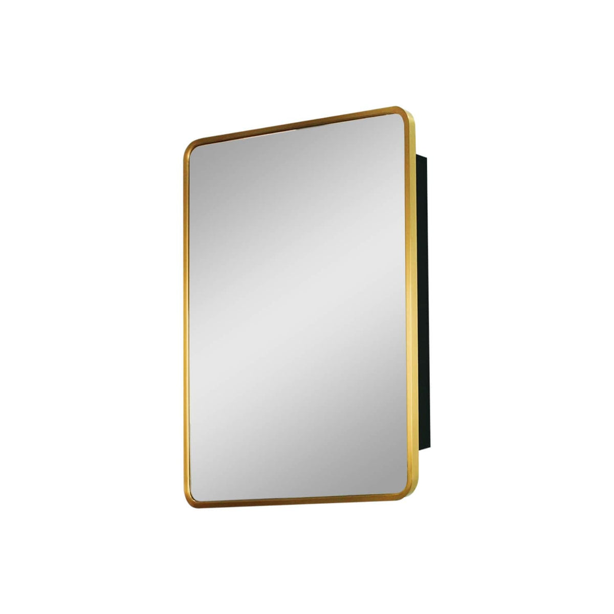 WELLFOR AO 24-in x 30-in Surface/Recessed Mount Gold Mirrored Medicine Cabinet