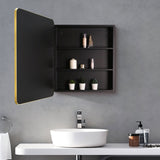 WELLFOR AO 24-in x 30-in Surface/Recessed Mount Gold Mirrored Medicine Cabinet