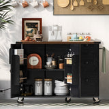 BABOOM Black Mdf Base with Composite Wood Top Rolling Kitchen Island (28.75-in x 54.5-in x 36.5-in)