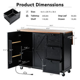 BABOOM Black Mdf Base with Composite Wood Top Rolling Kitchen Island (28.75-in x 54.5-in x 36.5-in)