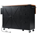 BABOOM Black Mdf Base with Composite Wood Top Rolling Kitchen Island (28.75-in x 54.5-in x 36.5-in)