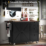 BABOOM Black Mdf Base with Composite Wood Top Rolling Kitchen Island (28.75-in x 54.5-in x 36.5-in)